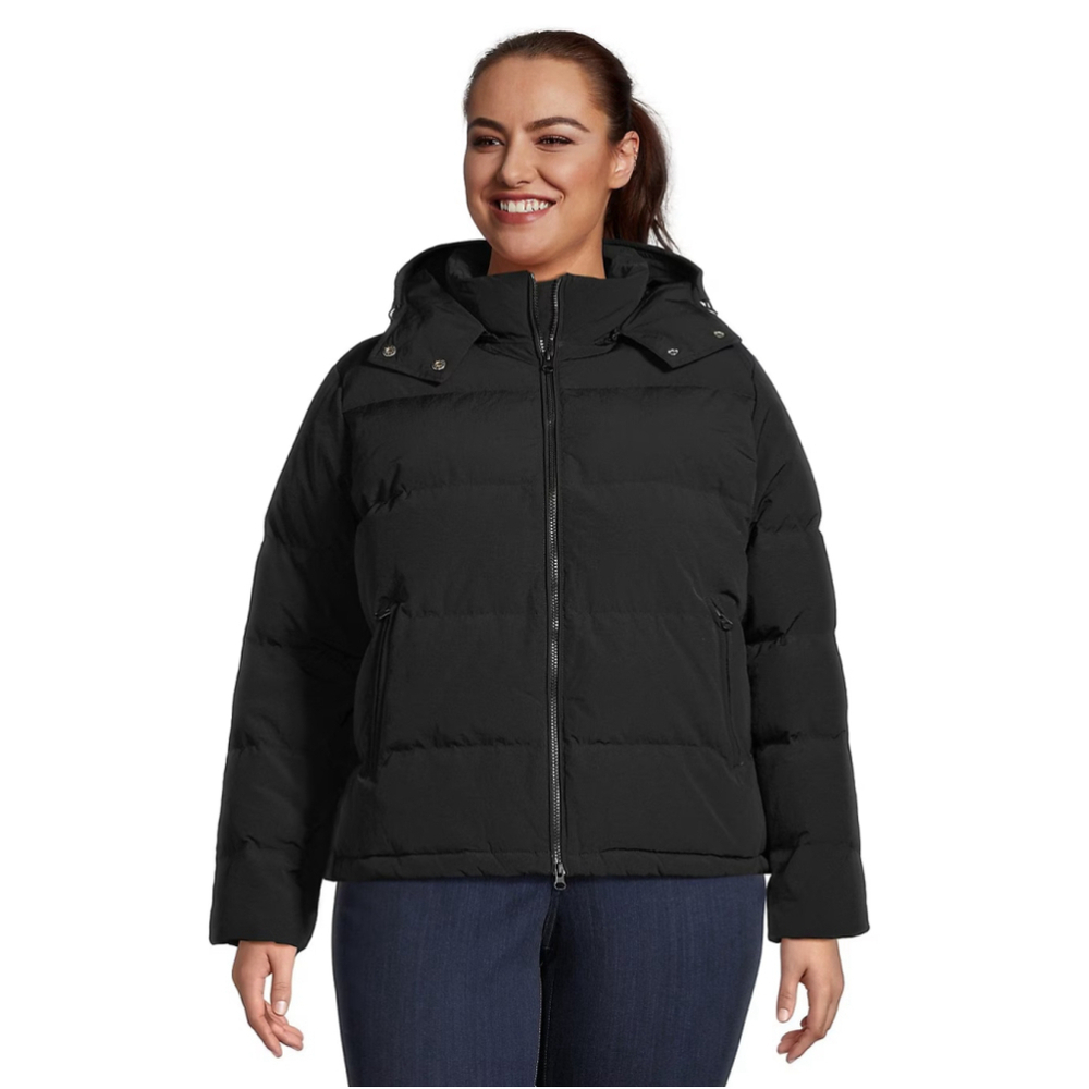 Hudson North Plus Removable-Hood Down Puffer Jacket in Black Size 2X